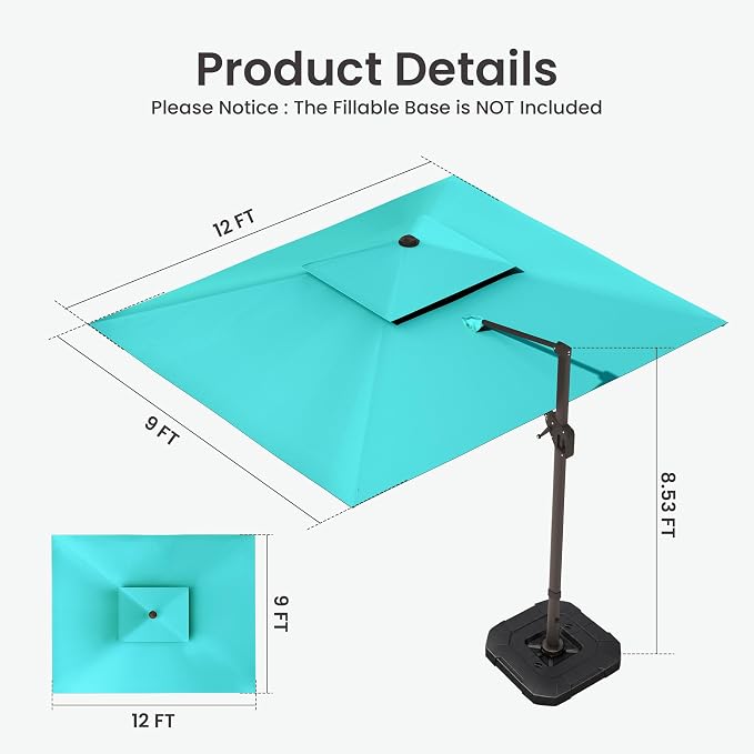 9x12 FT Outdoor Cantilever Patio Umbrella - Image 8