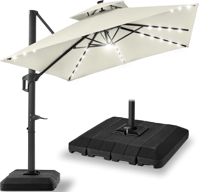 Best Choice Products 12x12ft LED Cantilever Patio Umbrella w/Base Included & by Unknown
