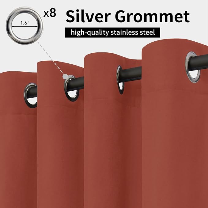 Easy-Going Outdoor Curtains for Patio 1 Panel, 54x120 inch, Terra Red | - Image 2