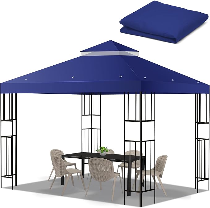 10x10 FT Gazebo Replacement Top, Canopy Replacement Cover Double Tiered by FLAGLY