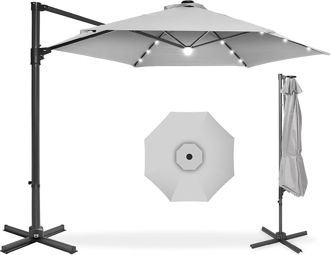 Best Choice Products 10ft Solar LED Offset Cantilever Hanging Market Patio by Unknown