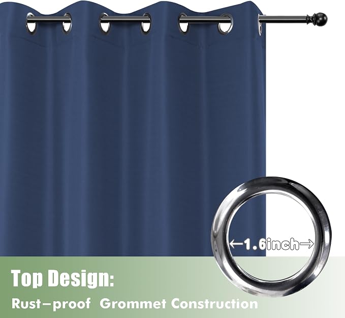 HolidayIdeas Outdoor Curtains for Patio Waterproof 6 Pcs 54x95 Inch Navy | - Image 4