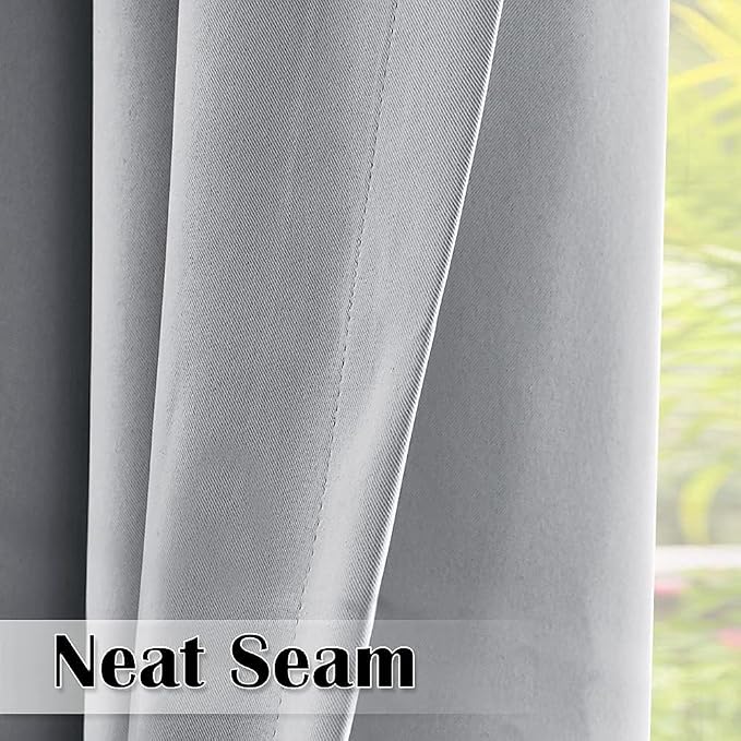 Outdoor Curtains for Patio W70 x L95 Inch Silver Grey, 1 Panel | Extra Wide - Image 7