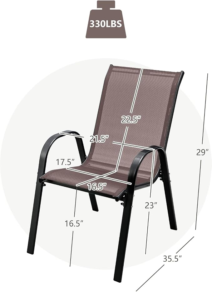 S AFSTAR Outdoor Chairs Set of 4, Stackable Patio Chairs - Image 2