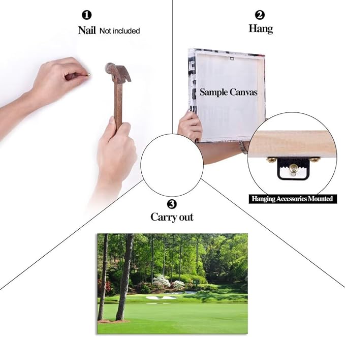 Augusta National Golf Club 12th Hole Wall Art for Living Room Bedroom Bathroom Home Decorations Golf Art Augusta Golf Course Poster Prints Golf Art Framed Ready to Hang(28''H x 44''W)