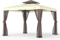 10’x10’ Patio Gazebo Canopy Tent w/Removable Netting, Ventilated Double-tier Top by GOJOOASIS