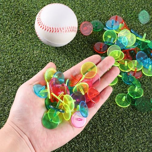 Styquenzer Golf Ball Marker, Bulk 50 Pcs Multicolor Plastic Round Golf Ball - Image 5