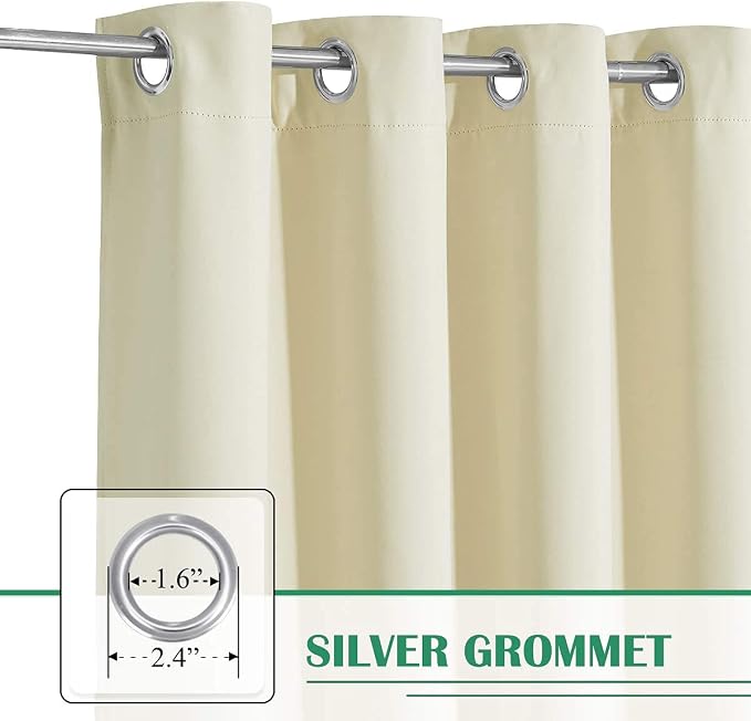 Waterproof Patio Curtains W52 x L95 Inch Natural Beige, 1 Panel | Blackout - Image 2