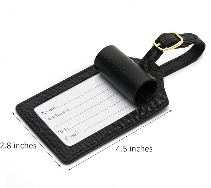 Luggage Tag PU Leather for Suitcase Baggage Handbag Travel Bag Label Suitcase Tag Label Tag w. Name Card & Privacy Cover (W)