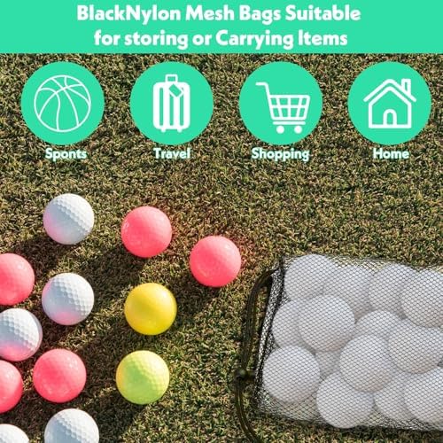 Grevosea 4 Pcs Mesh Bags with Drawstring, Nylon Mesh Golf Ball Bag Golf Storage - Image 6