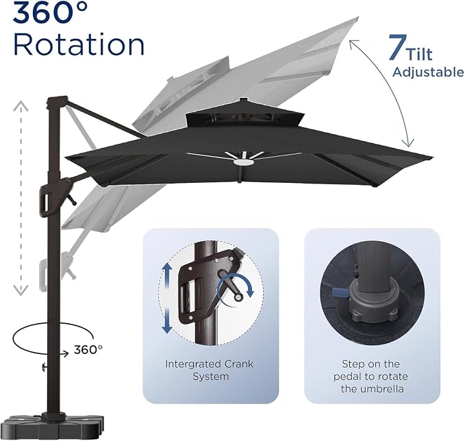 Deconk 10' X 13' Patio Cantilever Outdoor Umbrella - Image 6
