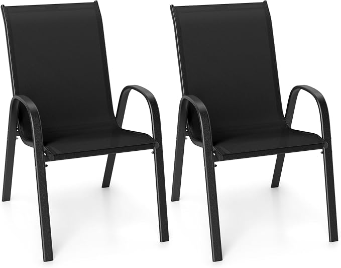 Tangkula Patio Dining Chairs Set of 2, Outdoor Stackable All Weather Heavy Duty by TANGKULA