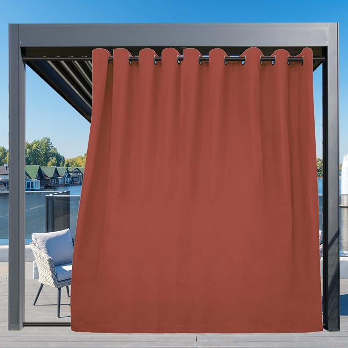 Easy-Going Outdoor Curtains for Patio 1 Panel, 150x108 inch, Terra Red | - Image 3