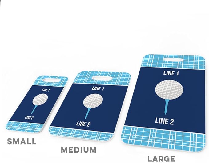 ChalkTalkSPORTS Golf Luggage & Bag Tag | Personalized Team with Golf Ball | Standard Lines on Back | Small | Carolina/Navy