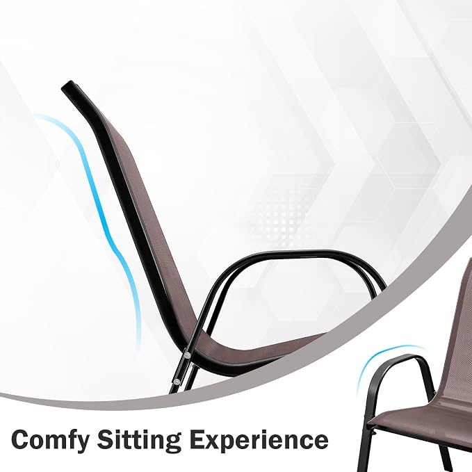 COSTWAY Patio Stackable Dining Chairs Set of 4 - Image 6