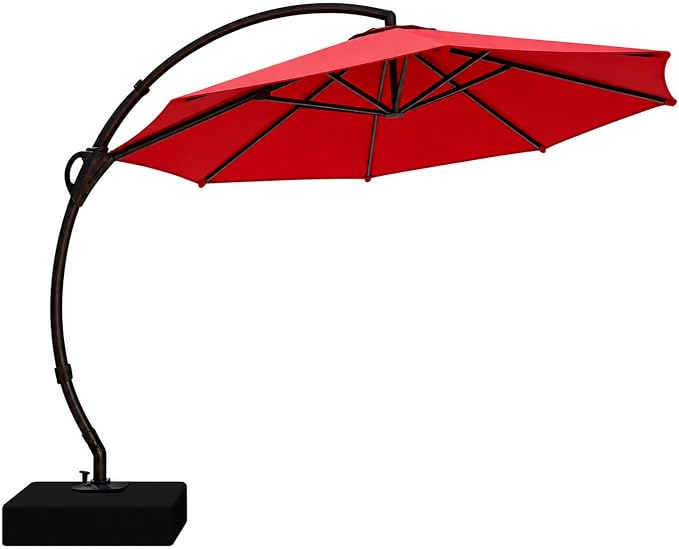 Outdoor Patio Umbrella with Base included, 12 FT Deluxe Curvy Cantilever - Image 2