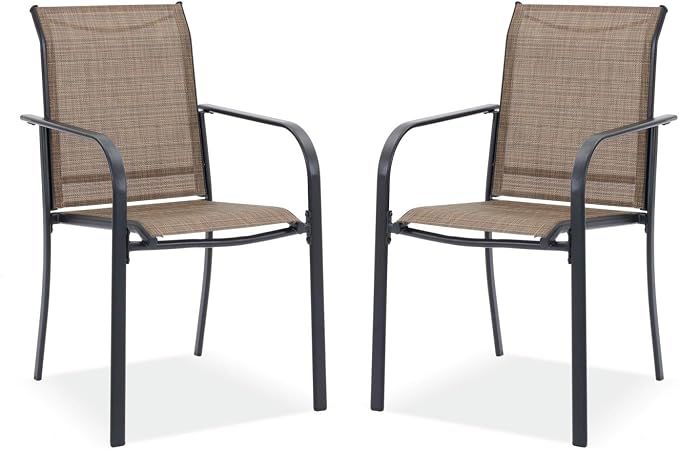 DIFY Patio Chairs Set of 2, Stackable Textilene Outdoor Dining Chairs by DIFY