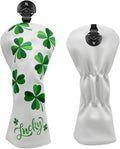Golf Headcovers Live Lucky Golf Driver Covers Advanced Embroidery Fairway Wood Covers Hybrid Covers Mallet Blade Putter Head Covers Premium Leather Shamrock Golf Club Covers