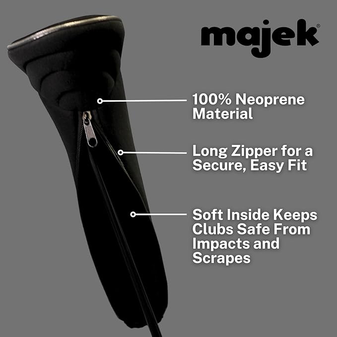 Black Golf Zipper Head Covers 3 5 7 Fairway Woods Headcovers Metal Neoprene Traditional Plain Protective Covers Fits All Fairway Clubs