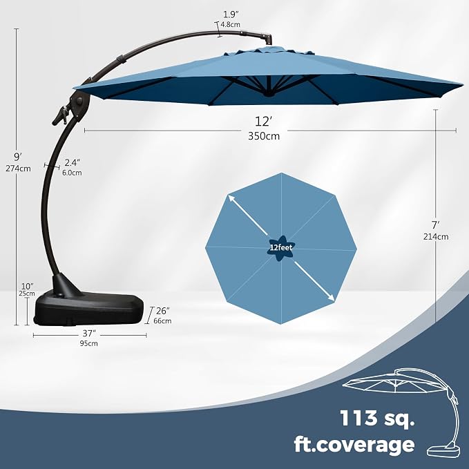 Grand patio 12FT Sunbrella Cantilever Umbrella - Image 3
