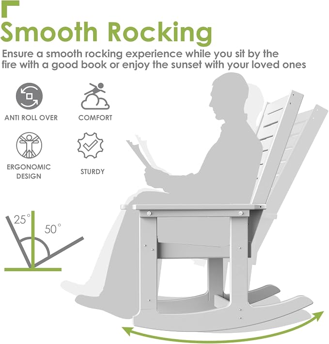 GREENVINES Oversized Outdoor Rocking Chairs Set of 4, HDPE Rocker - Image 4