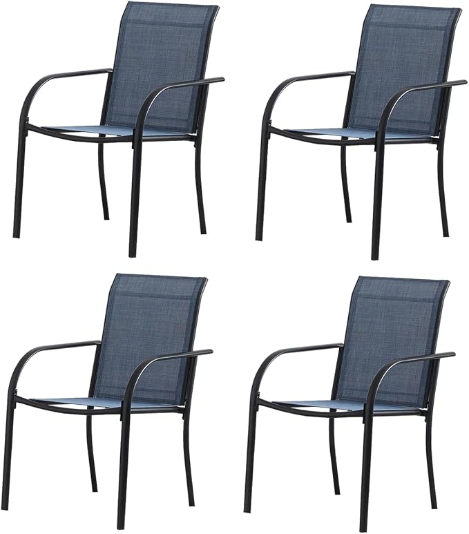Outdoor Dining Chairs Set of 4, Stackable Patio Chairs - Image 7