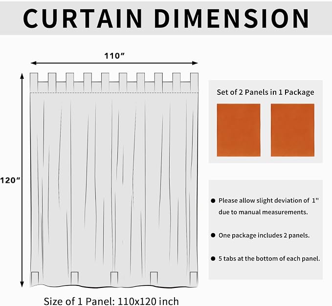 Easy-Going Outdoor Patio Curtains 2 Panels, 110x120 inch, Porch and Pergola - Image 6