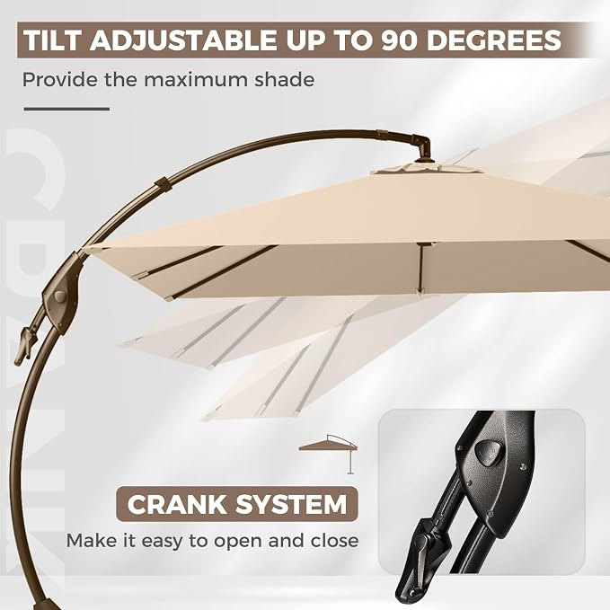 Grand patio 10x10 FT Large Cantilever Square Umbrella - Image 5