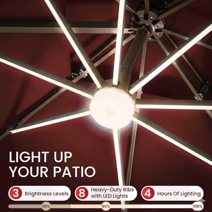 10x10 FT Outdoor Cantilever Patio Umbrella - Image 4