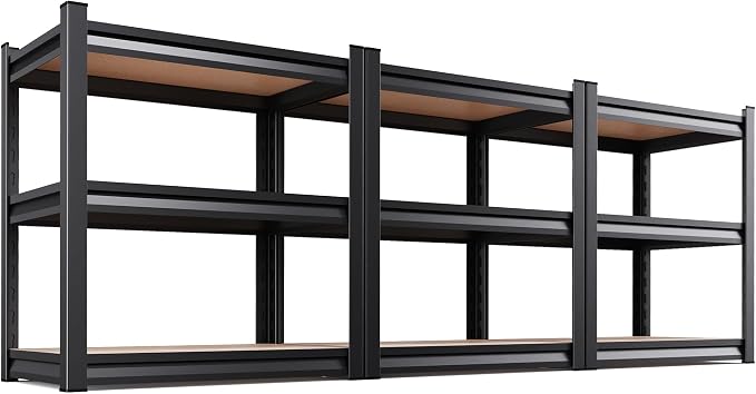 Storge Shelves 3-Tier Metal Shelving Unit, Adjustable Steel Shelves, Boltless by KORVENA