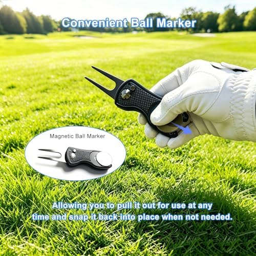Golf Divot Repair Tools for Golfers, Foldable Golf Green Fork Tool Black and - Image 4