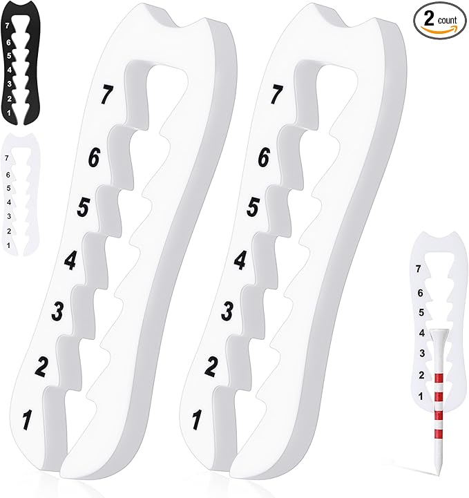 2 Pcs Golf Tee Height Adjuster Acrylic 7 Settings Adjustments Tee Height Positioner Golf Accessories Training Aid Setter for Consistent Swings for Indoor Outdoors