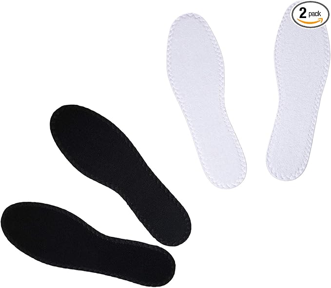 Happystep Cotton Terry Cloth Insoles, Barefoot Shoe Inserts, Sweat Absorption, Odor Control, Moisture-Wicking, Washable and Reusable, Zero Drop Shoe Insoles, 1 Pair Black and 1 Pair White (Men 12)