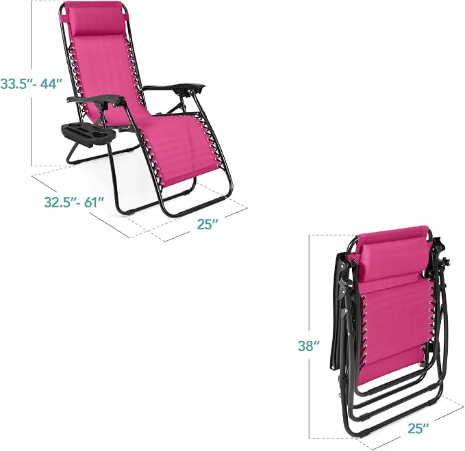 Best Choice Products Set of 2 Adjustable Steel Mesh Zero Gravity Lounge Chair - Image 3