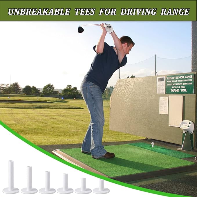 MAZEL Premium Rubber Golf Tees for Mats - High Performance Rubber Tees Holder Set for Driving Range & Indoor Outdoor Practice Mat