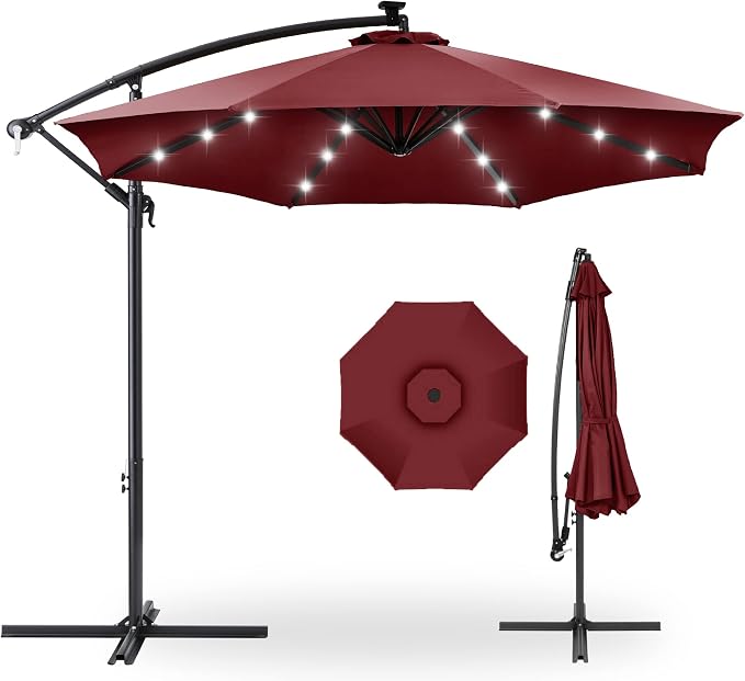 Best Choice Products 10ft Solar LED Offset Cantilever Hanging Market Patio by Unknown