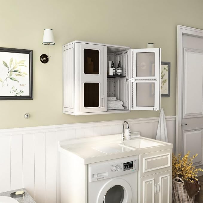 Outdoor Storage Cabinet Waterproof, Resin Garage and Laundry Room Wall Mounted - Image 2