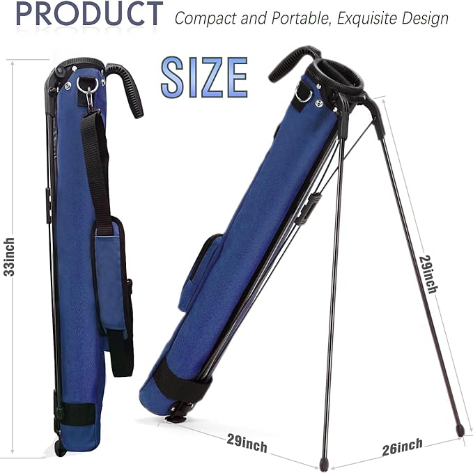 Lightweight Golf Stand Bag, Portable Golf Carry Bag with Stand, 2-Way Divider Practice Bag with Padded Strap, Compact Pencil Golf Bag for Driving Range, Par 3 & Short Rounds