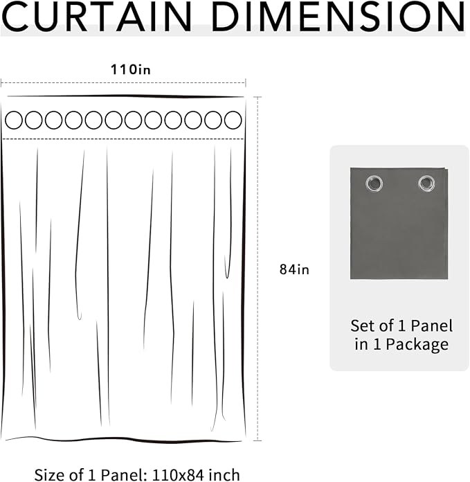 Easy-Going 100% Waterproof Outdoor Curtains 110x84 inch, Dark Grey | Windproof - Image 7