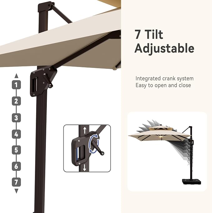 10' X 13' Cantilever Patio Outdoor Umbrella - Image 4