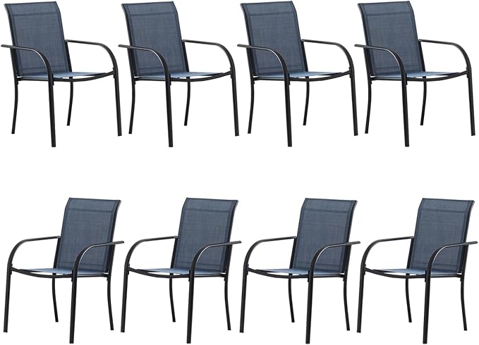 Outdoor Dining Chairs Set of 8, Stackable Patio Chairs by Seekverse