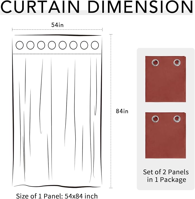 Easy-Going 100% Waterproof Outdoor Curtains 54x84 inch, Terra Red | Windproof - Image 7