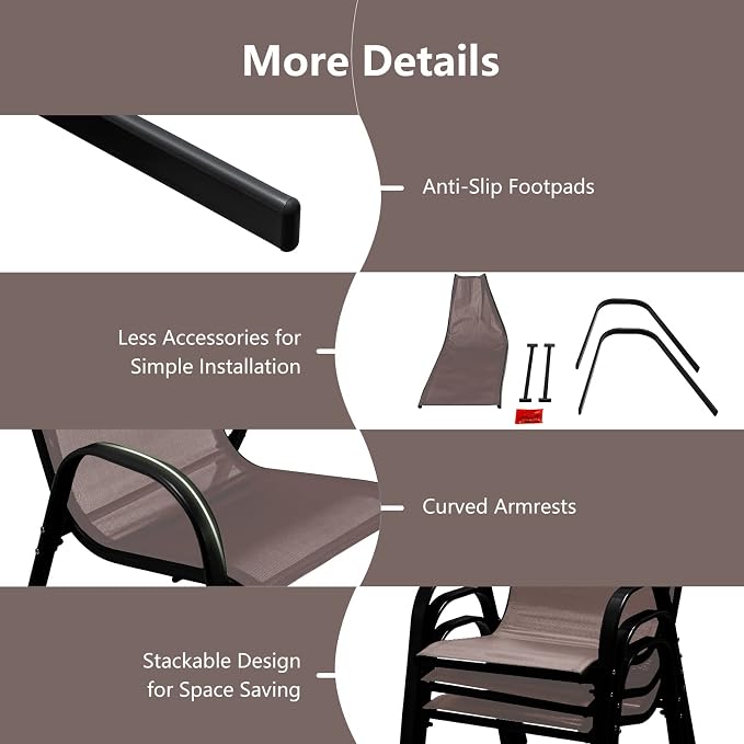 S AFSTAR Outdoor Chairs Set of 4, Stackable Patio Chairs - Image 5