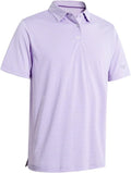 Men's Golf Polo Shirts Short Sleeve Striped Performance Moisture Wicking Dry Fit Golf Shirts for Men