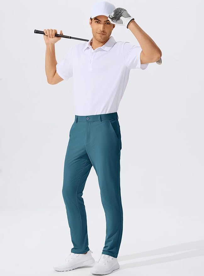 QPNGRP Men's Golf Pants 30"/32"/34" Inseam Lightweight Stretch Work Dress Pants