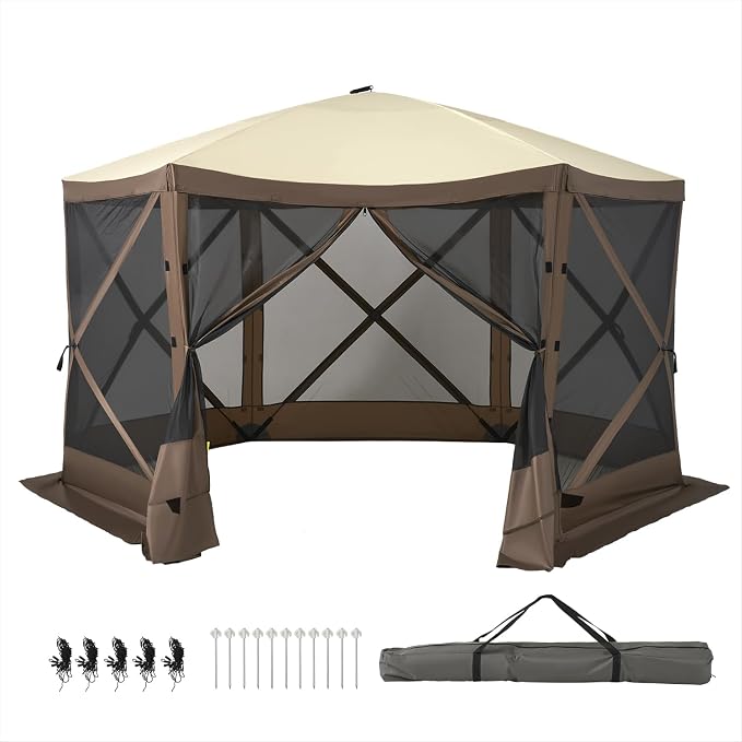 Aoxun 12x12ft Pop Up Canopy Tent, Camping Gazebo Screen Tent, Mesh Windows - Image 8