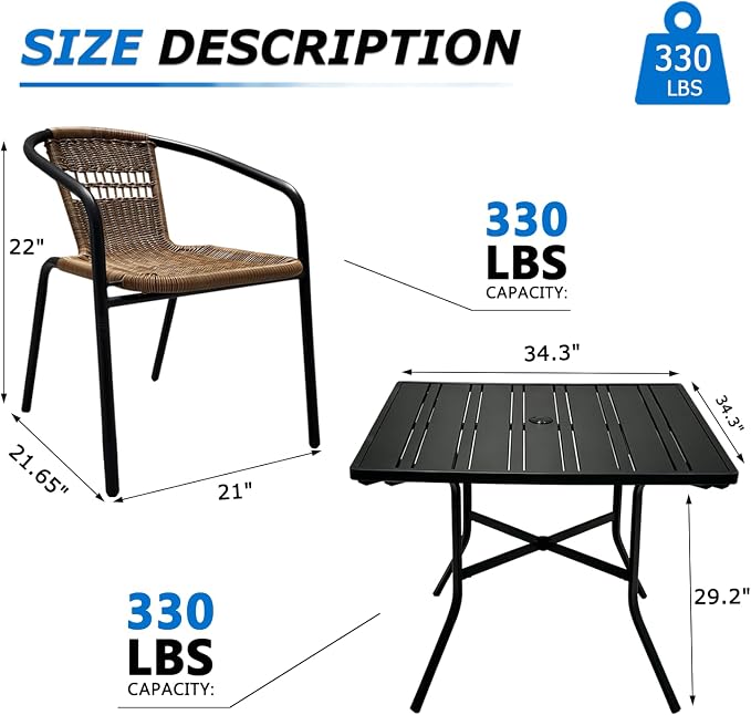 Outdoor Patio Furniture Set 5 Piece - Image 6