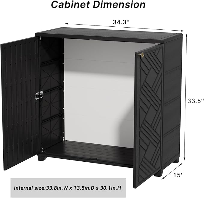 KINYING Outdoor Storage Cabinet Waterproof, 60 Gallon Resin Outdoor Storage Shed - Image 3
