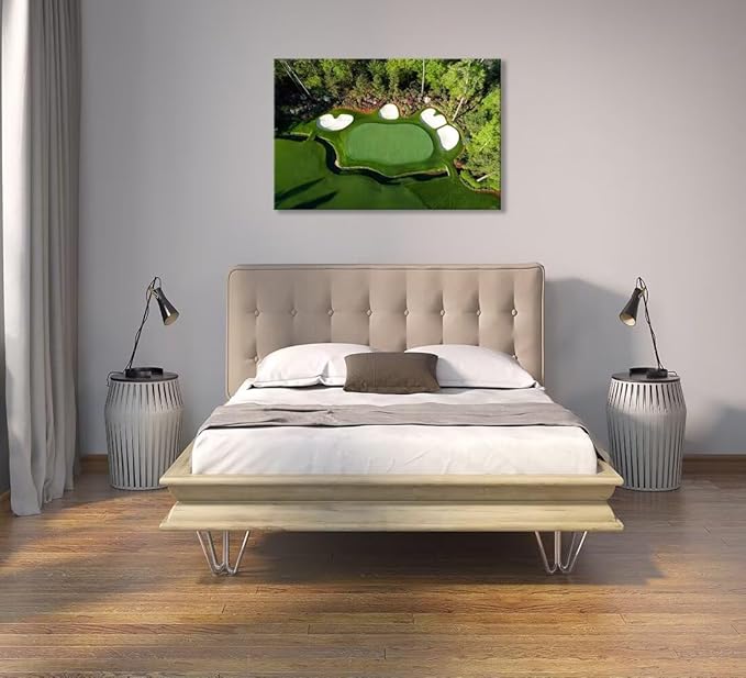 chenchenArt Augusta Golf Course Wall Art for Living Room Bedroom Bathroom Home Decorations Augusta National Golf Course Canvas Prints Modern Artwork Framed Ready to Hang(12''H x 16''W)