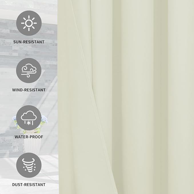 Easy-Going 100% Waterproof Outdoor Curtains 110x96 inch, Gazebo and Pergola 1 - Image 5